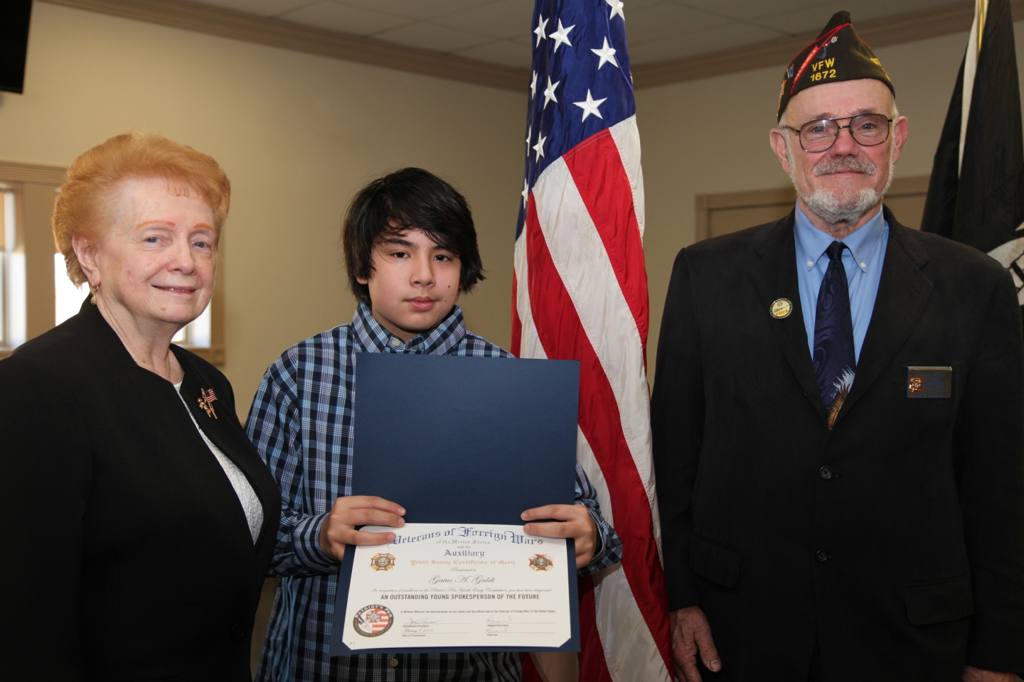 Gaius A.Galdi, 7th grader at King Philip Middle School, West Hartford, won Second Place with his essay response to “Why I Honor the American Flag.”